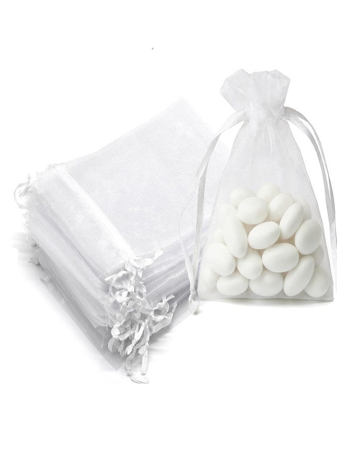 Bezall 50Pcs White Organza Bags 3x4 Inch, Small Sheer Wedding Party Favor Bags with Drawstring, Mesh Jewelry Gift Bags Christmas Candy Pouches - Image 1